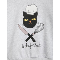 Mini Rodini Grey Melange Chef Cat Sweatshirt