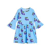 Mini Rodini Blue Plum Aop Trumpet Sleeve Dress