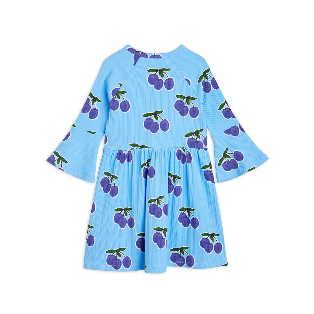 Mini Rodini Blue Plum Aop Trumpet Sleeve Dress