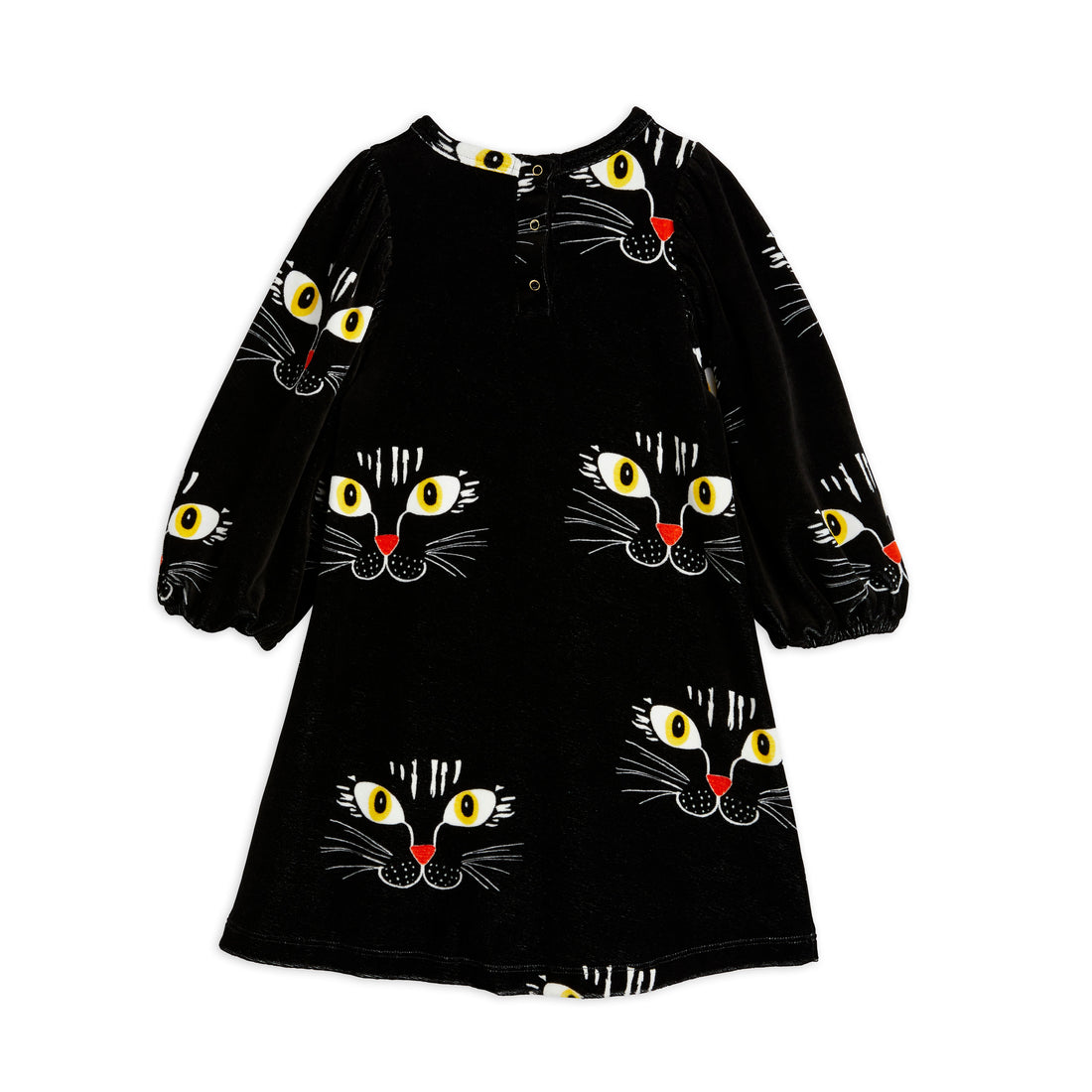 Mini Rodini Black Cat Face Aop Velour Dress