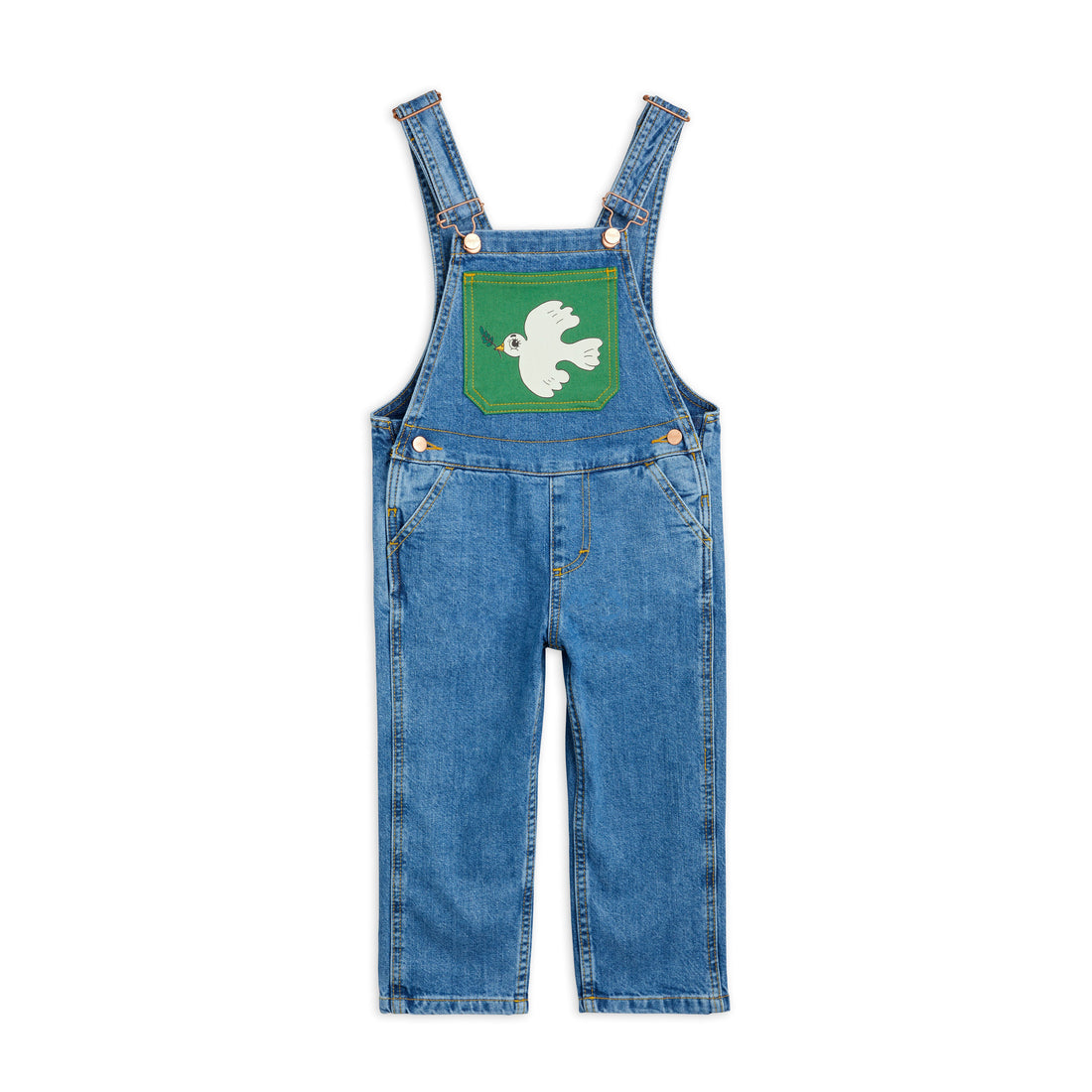 Mini Rodini Blue Peace Dove Denim Dungaree