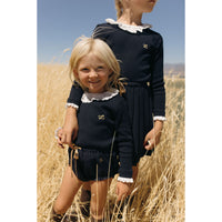 L by Ladida Navy Lace Collar Sweater