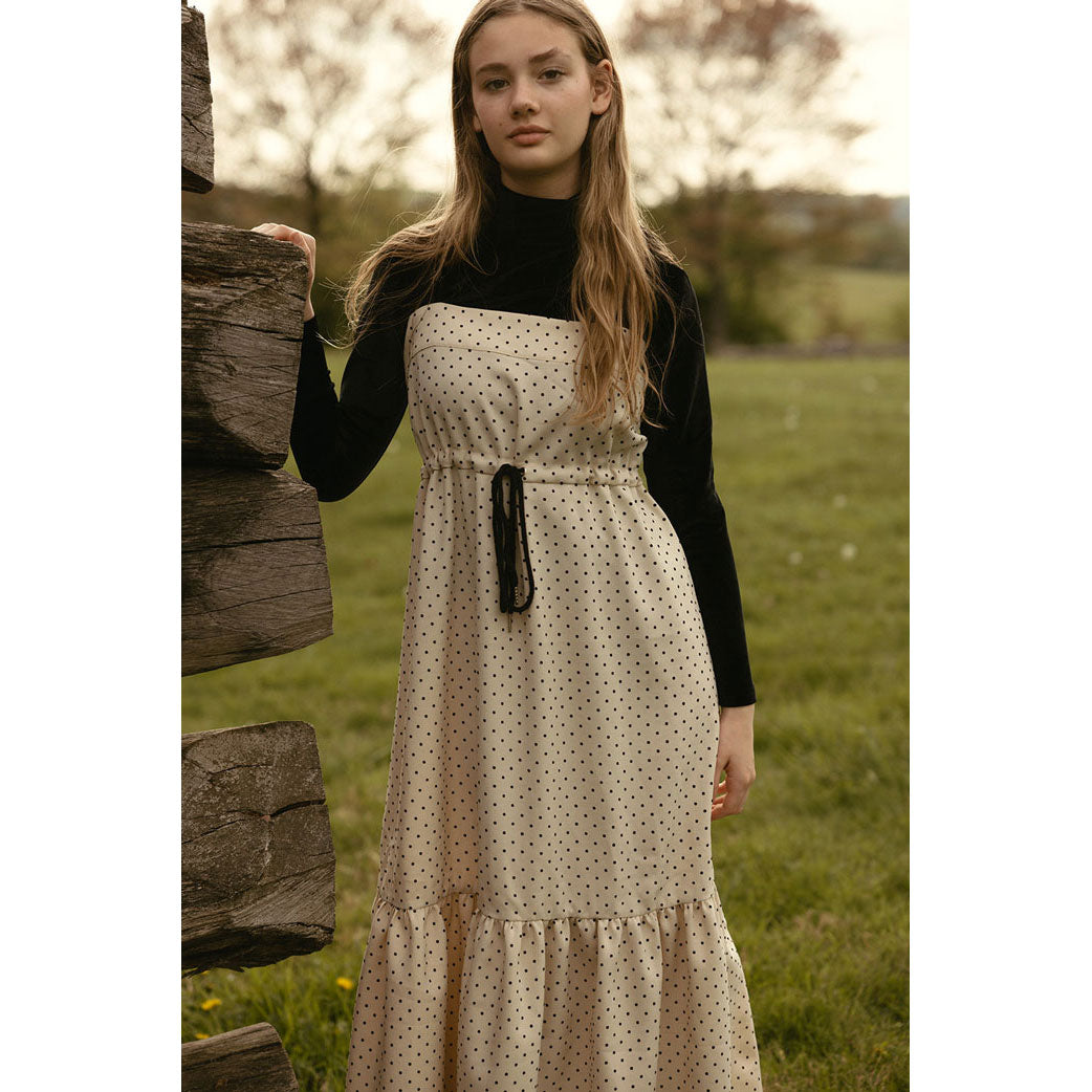 Darlin Cream Polka Dot Drawstring Jumper
