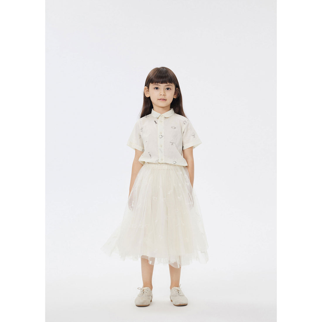 JNBY White Printed Short Sleeve Shirt