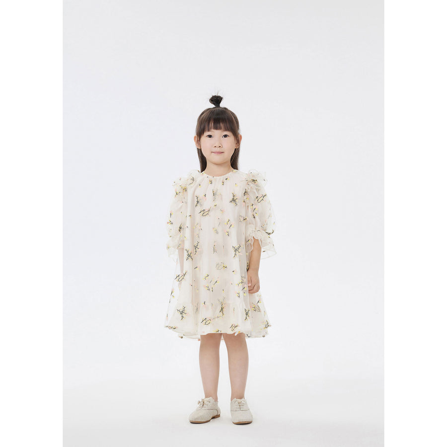 JNBY Off White Tulle Embroidered Dress