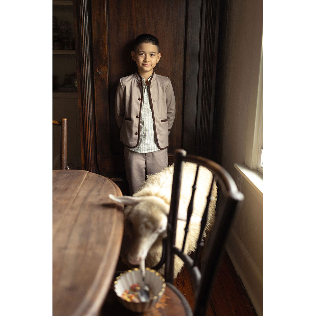 1984 Brown Herringbone Wool Jacket