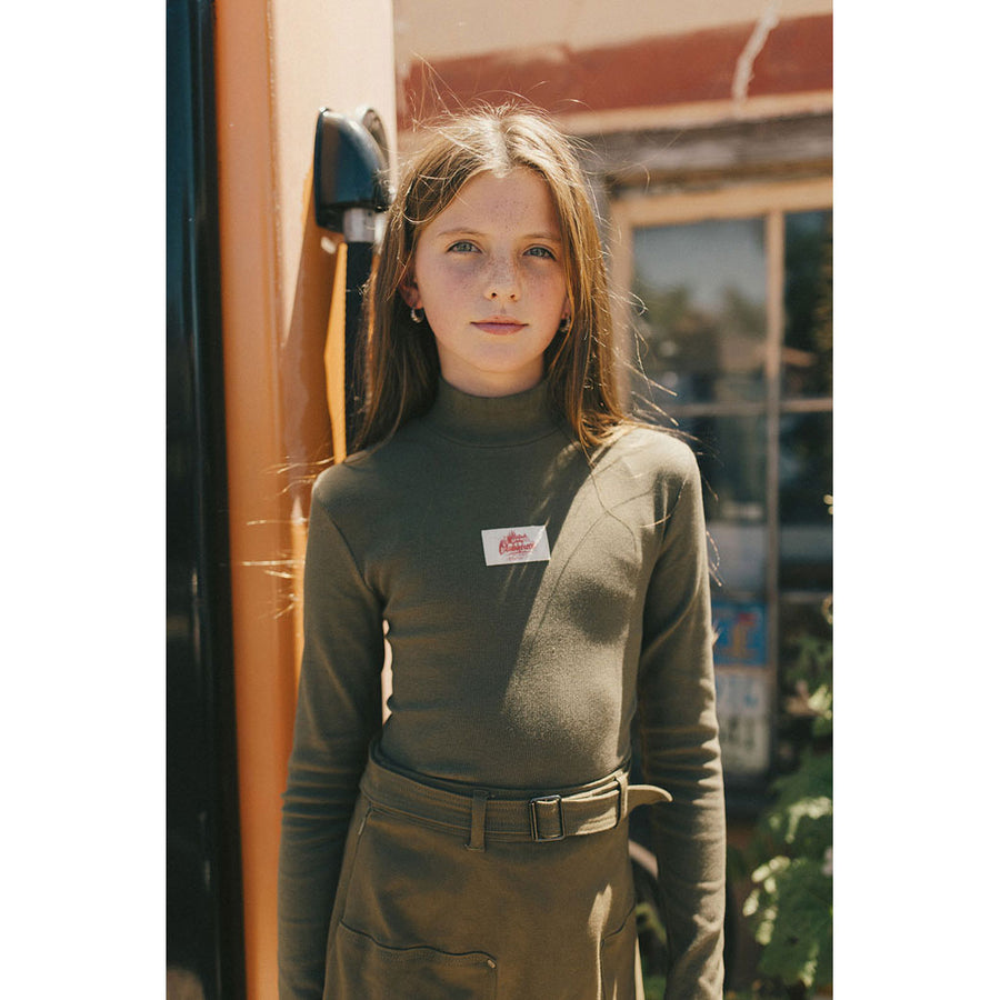 Clubhouse Green Ribbed Logo Turtleneck