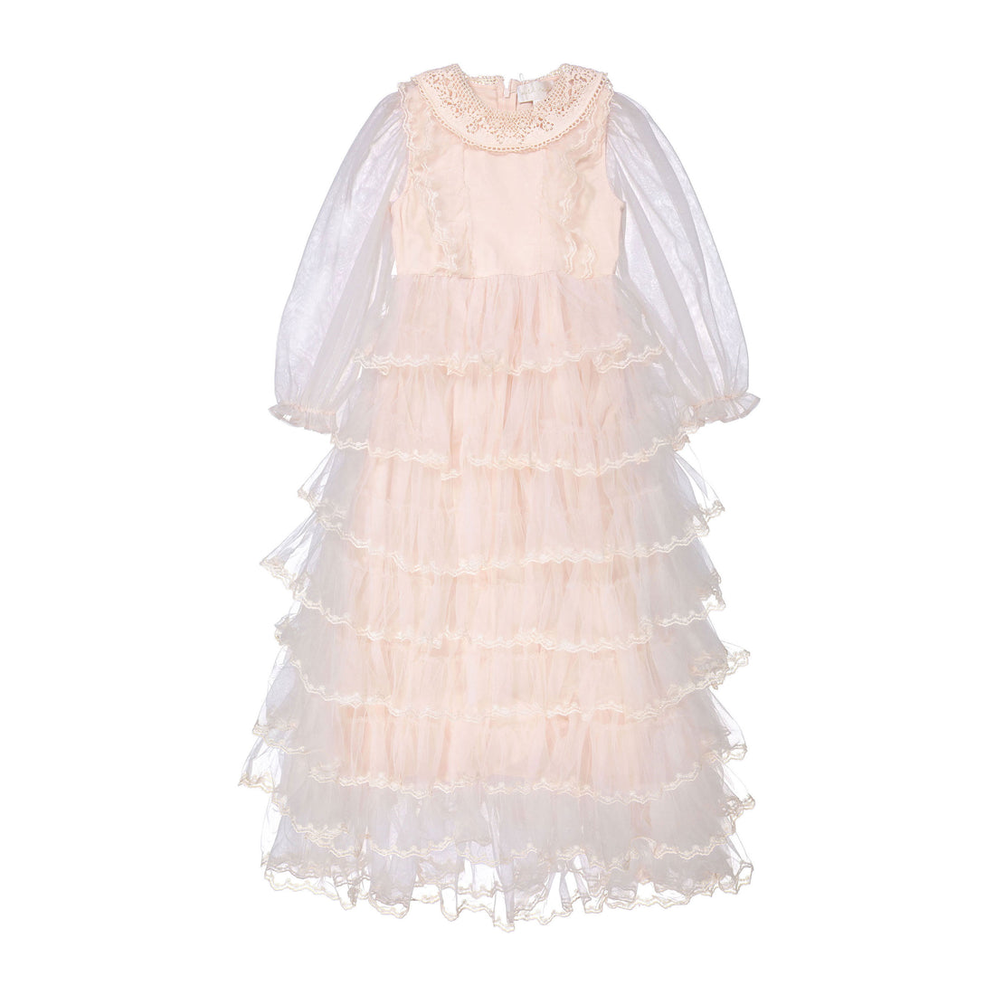 Petite Amalie  Petal Crochet Collar Tulle Gown