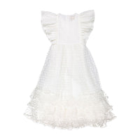 Petite Amalie  White Embroiderd Flower Bud Tulle Dress
