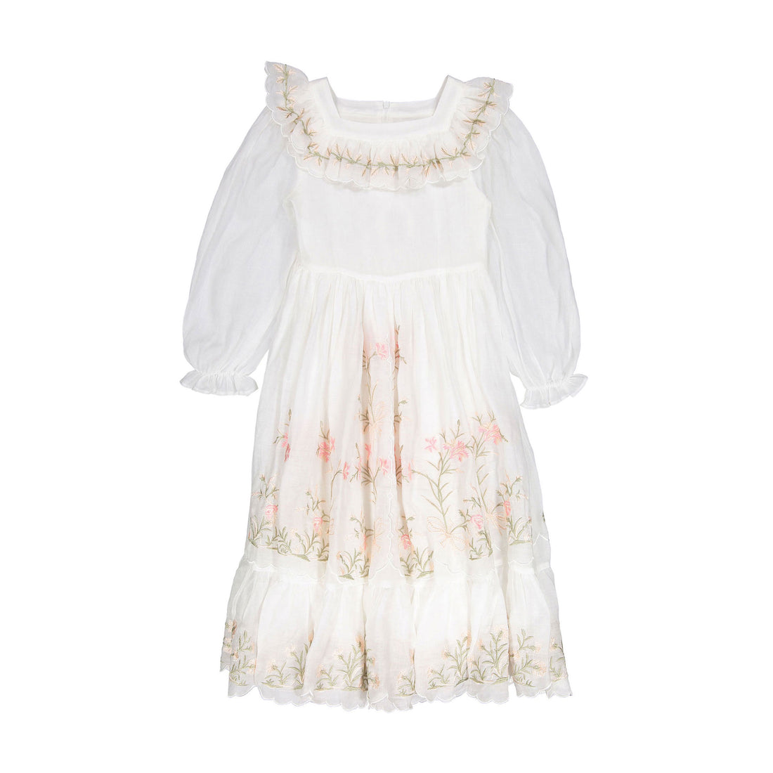 Petite Amalie Off White Heirloom Embroidered Linen Dress – Ladida