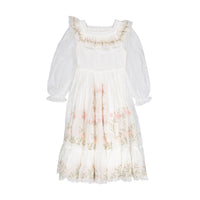 Petite Amalie  Off White Heirloom Embroidered Linen Dress