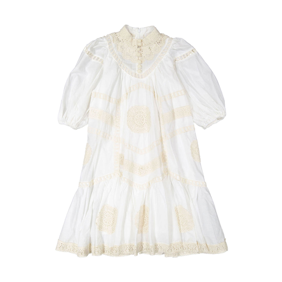 Petite Amalie  White/Natural Doily Smock Dress