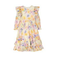 Petite Amalie  Water Floral Watercolour Printed Linen Dress