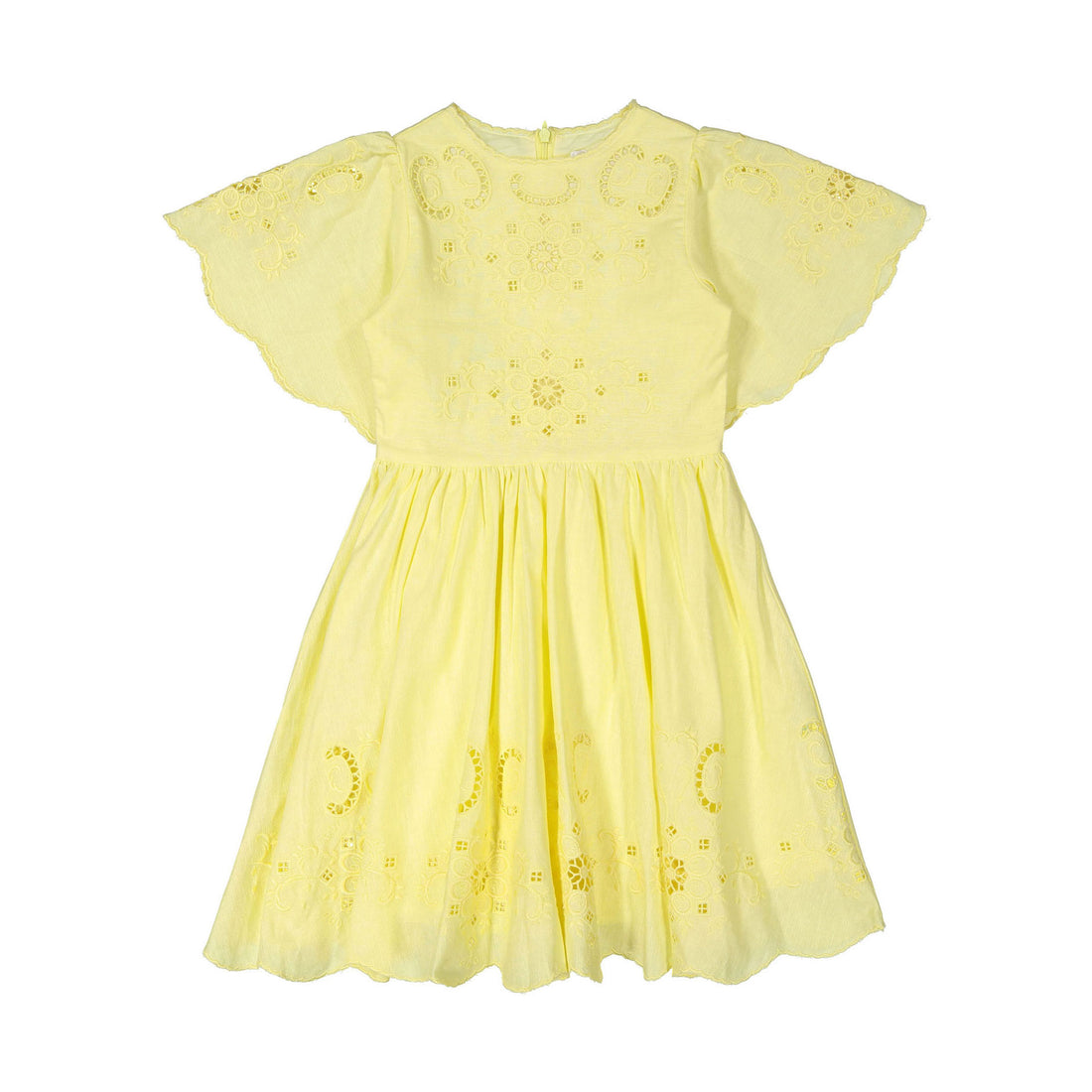 Petite Amalie  Lemon Embroidered Lemon Linen Dress