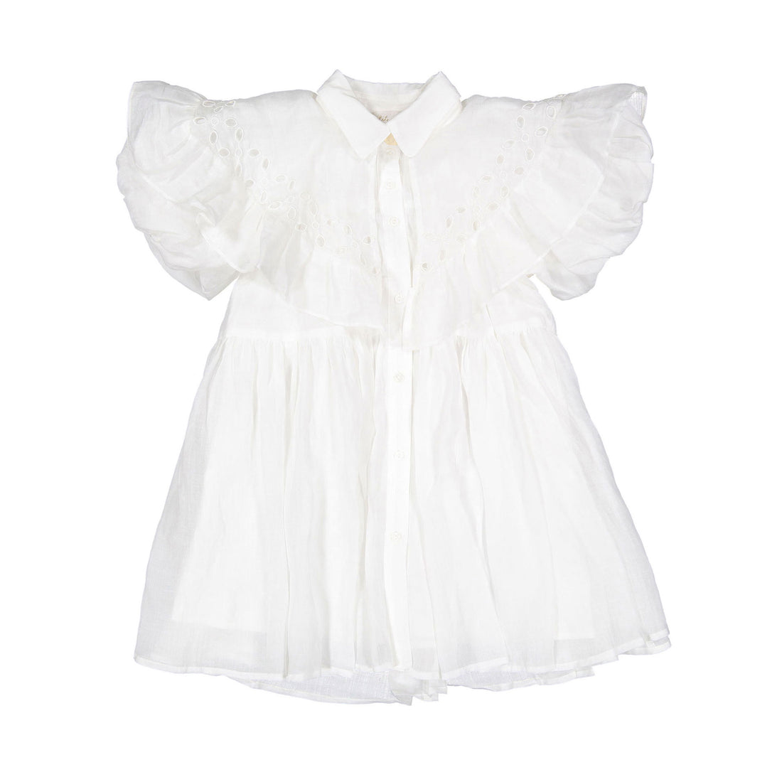 Petite Amalie  Off White Linen Shawl Collar Dress