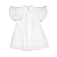 Petite Amalie  Off White Linen Shawl Collar Dress