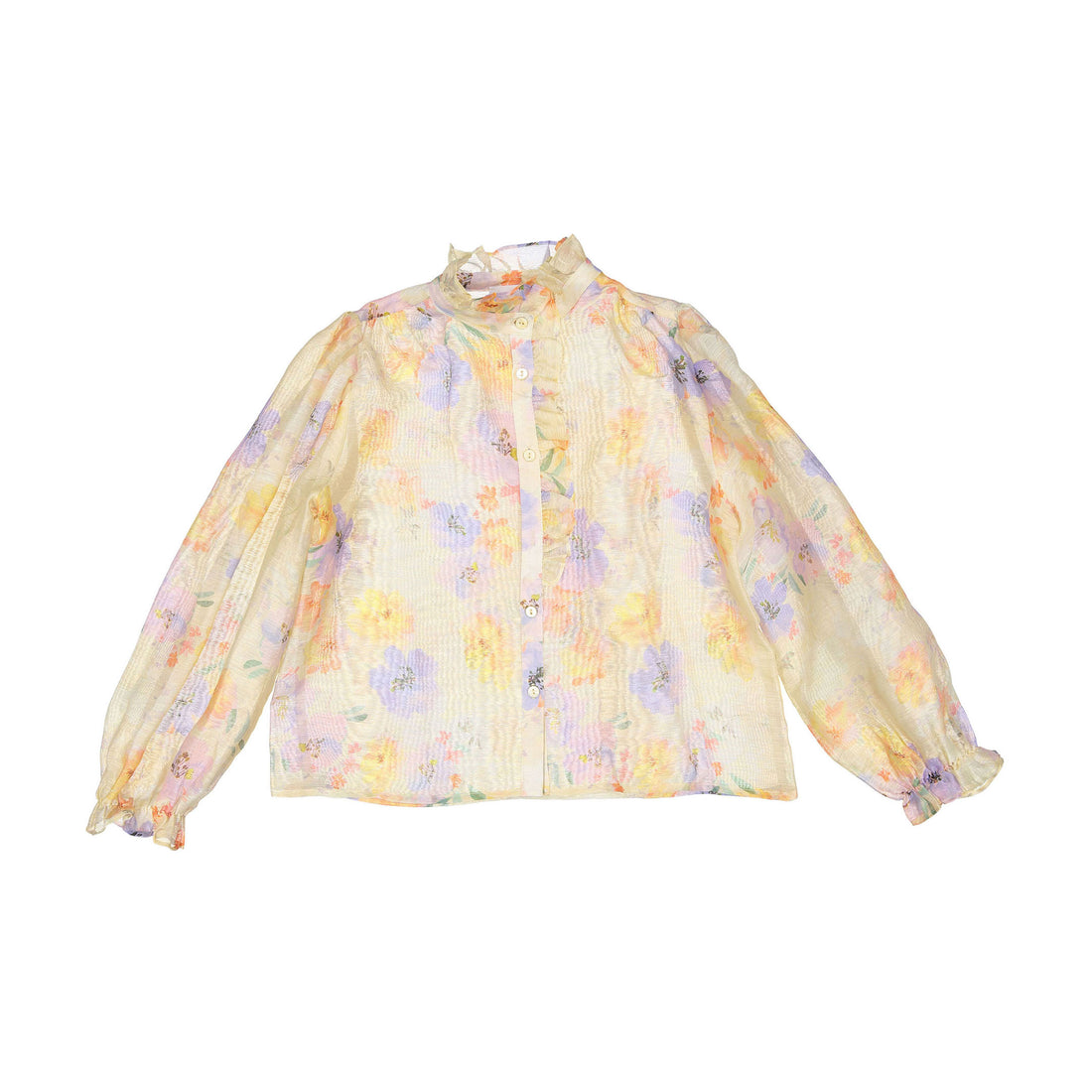 Petite Amalie  Watercolour Print Button Blouse