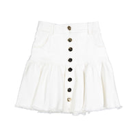 Petite Pink White Denim Button Skirt