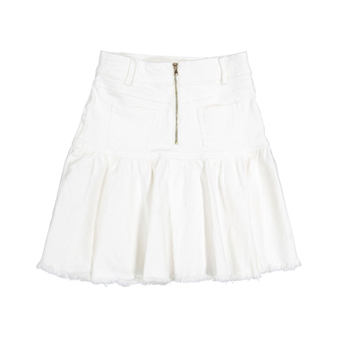 Petite Pink White Denim Button Skirt