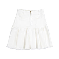 Petite Pink White Denim Button Skirt