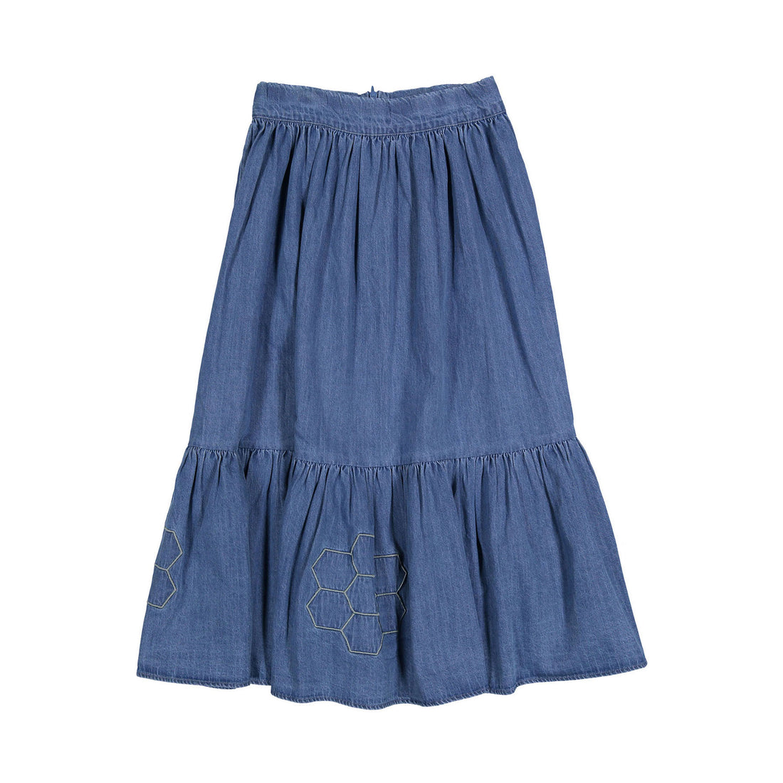 Petite Pink Dark Chambray Patchwork Skirt