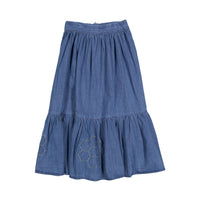 Petite Pink Dark Chambray Patchwork Skirt