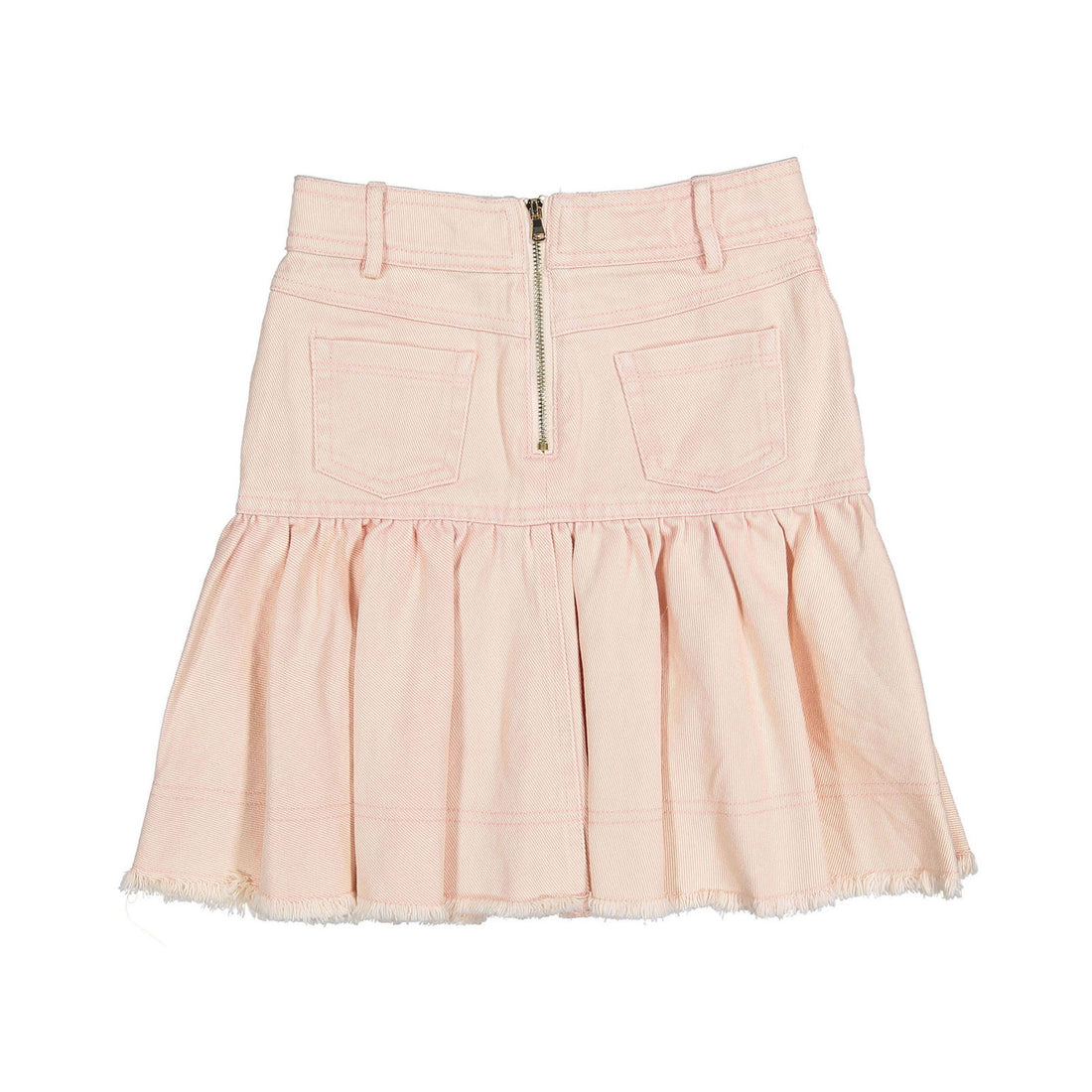 Petite Pink Blush Denim Button Skirt