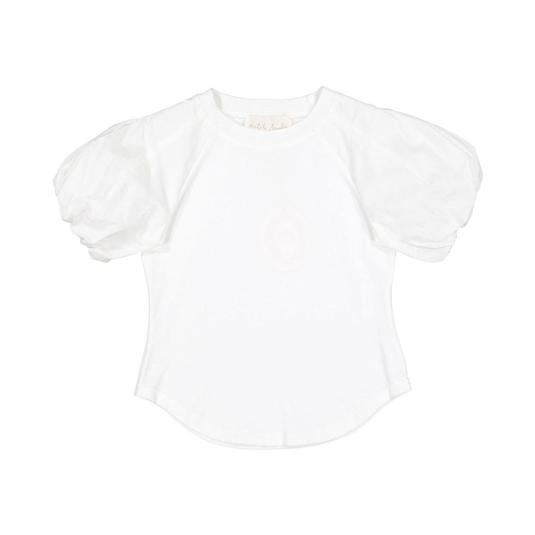 Petite Pink White Puff Sleeve Woven Tshirt