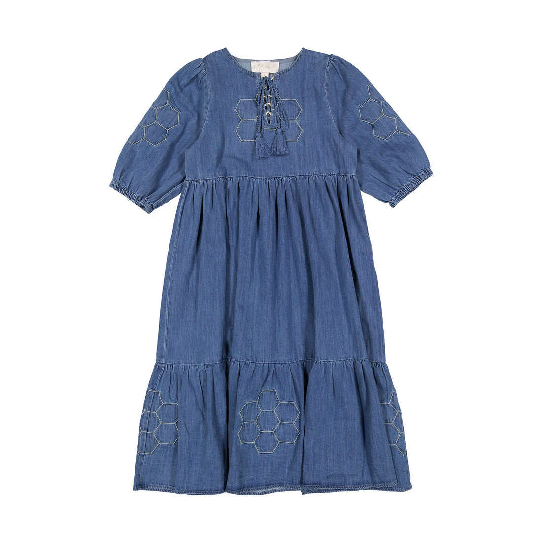 Petite Pink Dark Chambray Patchwork Dress