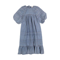 Petite Pink Light Chambray Pleated Smock Dress