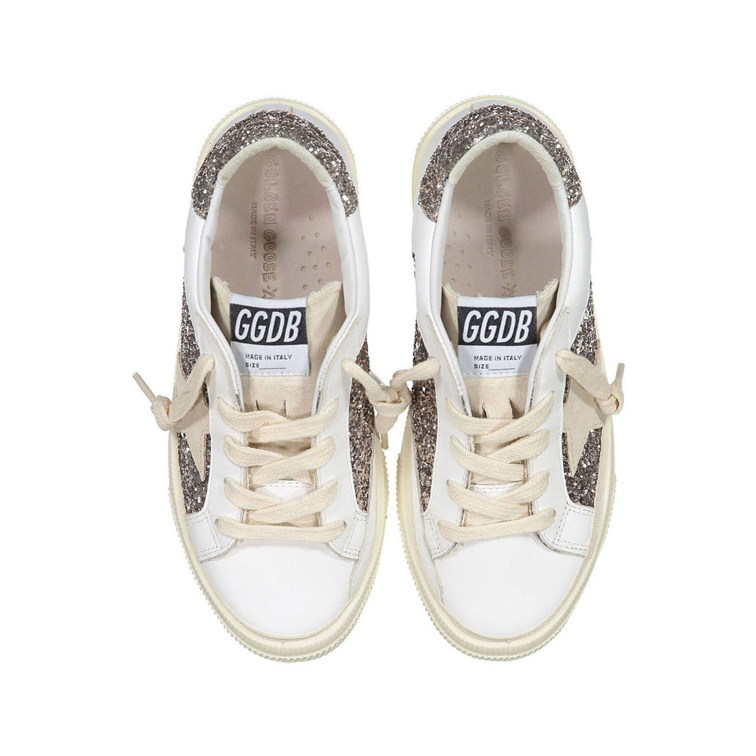Golden Goose Optic White/Cinder/Seed May Glitter Sneakers