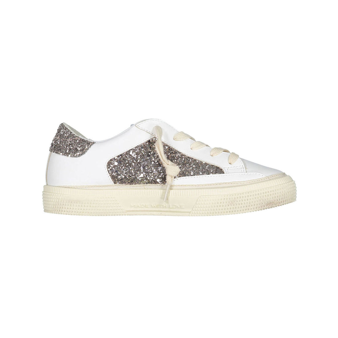 Golden Goose Optic White/Cinder/Seed May Glitter Sneakers