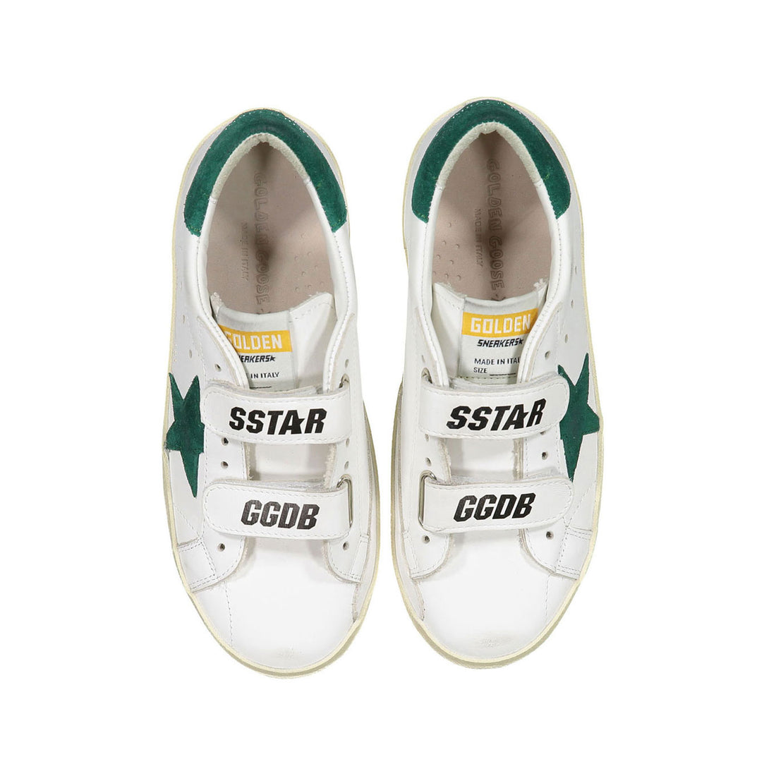 Golden Goose White/Green Old School Sneakers