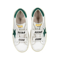 Golden Goose White/Green Old School Sneakers