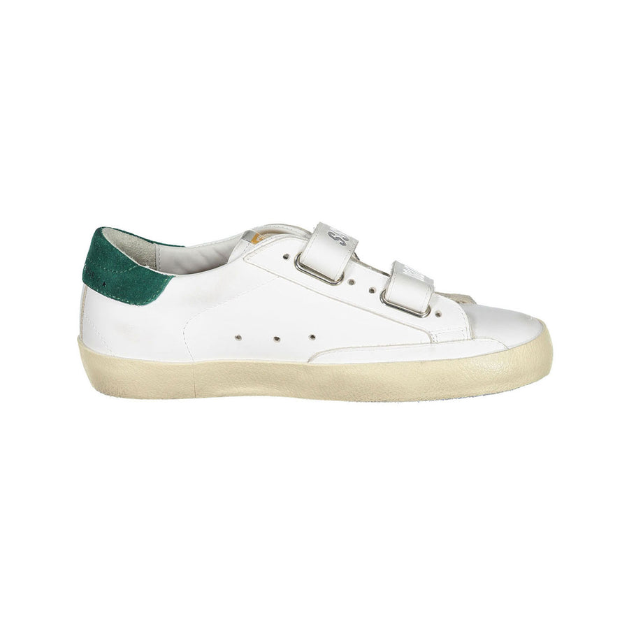 Golden Goose White/Green Old School Sneakers