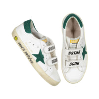 Golden Goose White/Green Old School Sneakers