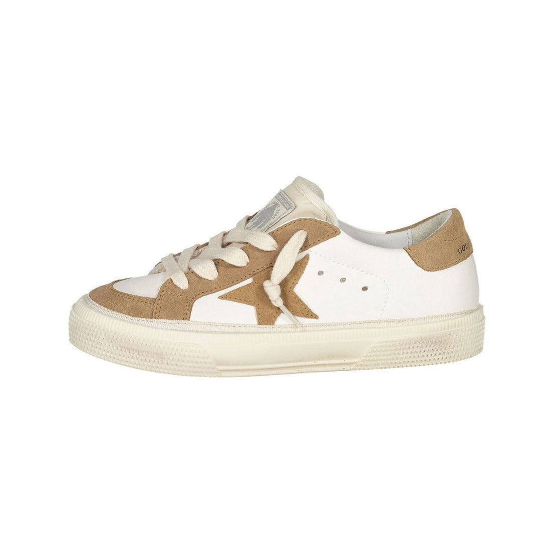 Golden Goose White/Light Brown May Nappa Upper Suede Sneakers