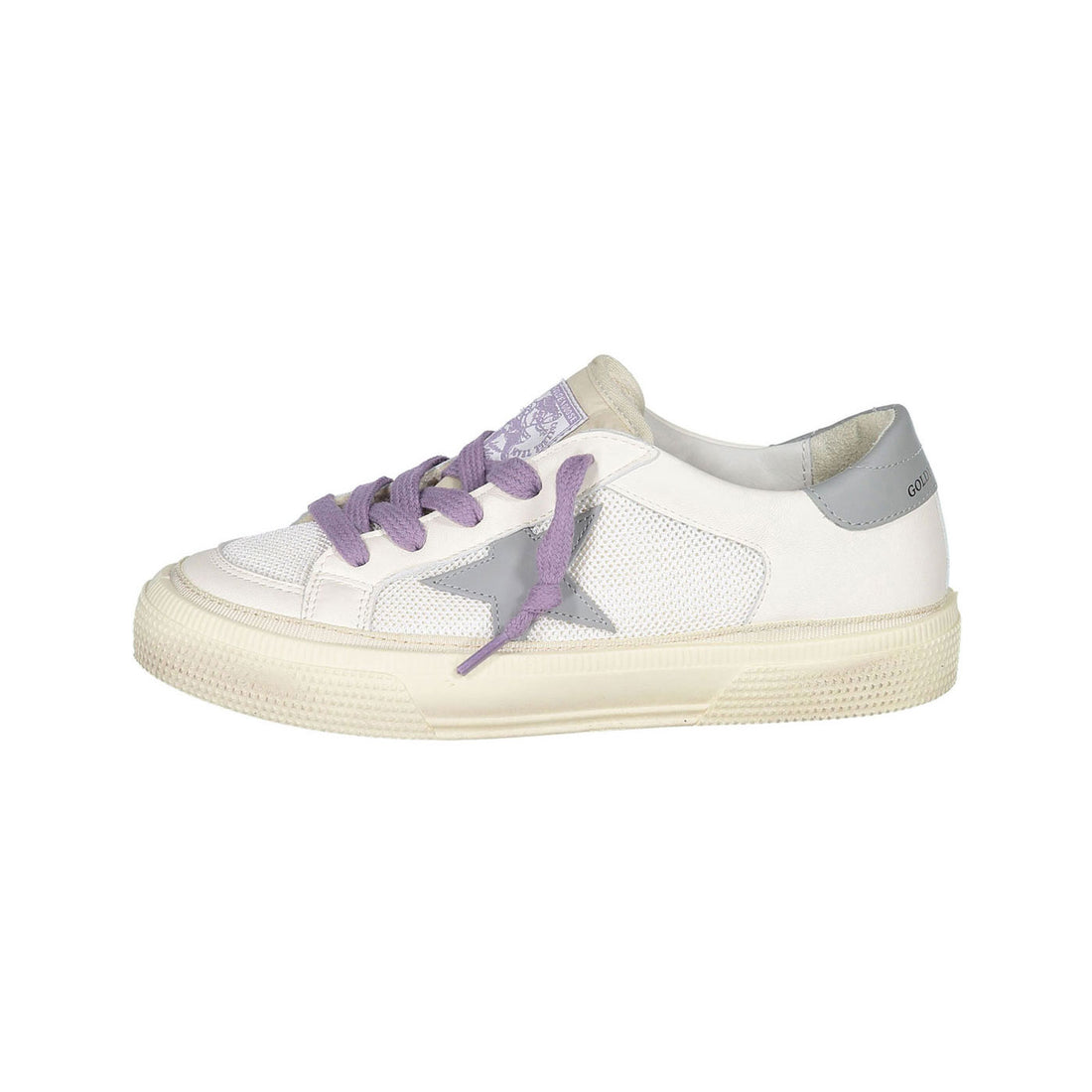 Golden Goose White/Grey May Nappa And Net Sneakers