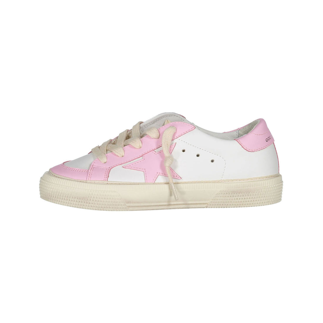 Golden Goose White/Pink May Leather Sneakers