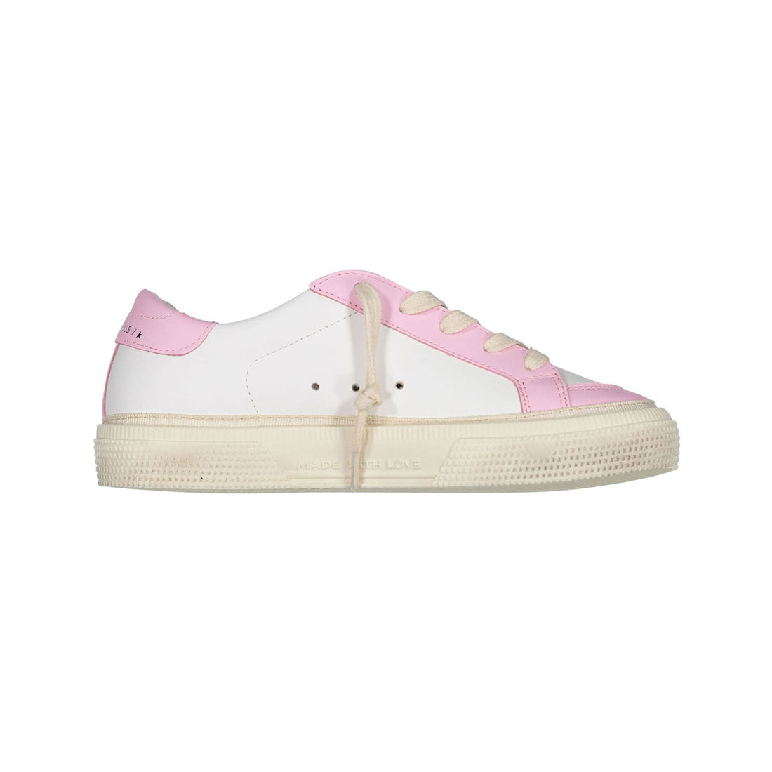 Golden Goose White/Pink May Leather Sneakers