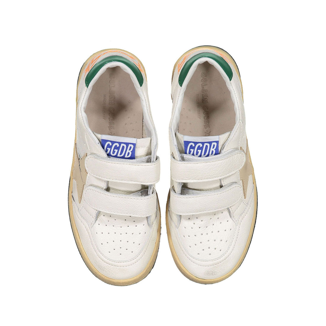 Golden Goose White/Smoke Grey/Green Ballstar Strap Sneakers