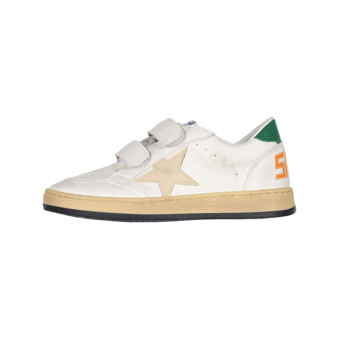 Golden Goose White/Smoke Grey/Green Ballstar Strap Sneakers