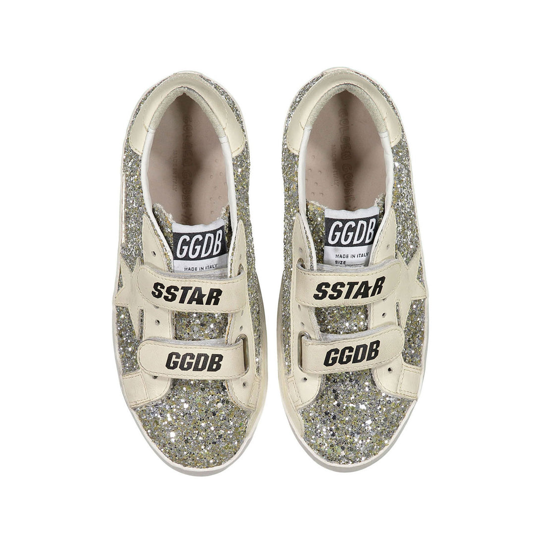 Golden Goose Platimnum/Cream Old School Glitter Sneakers