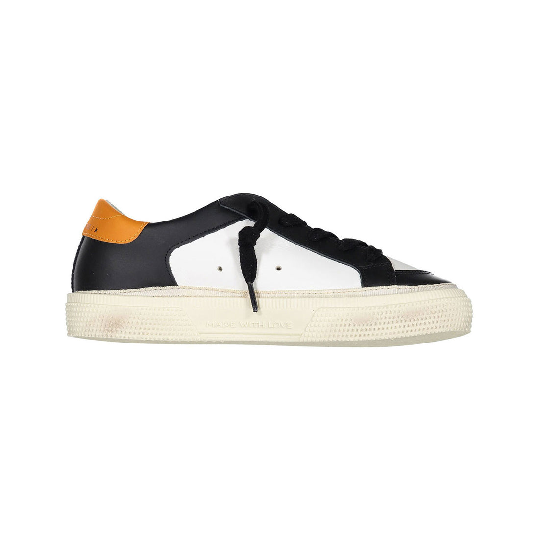 Golden Goose White/Black/Orange May Leather Sneakers