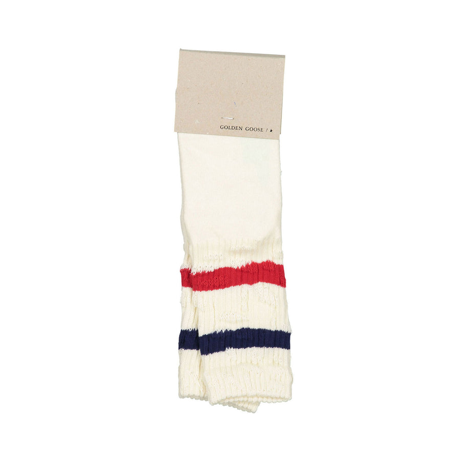 Golden Goose Old White/Red/Navy/Fluo Rib Socks