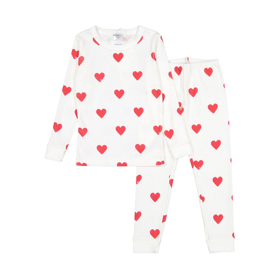 Petit Bateau White/Red Heart Print Loungewear