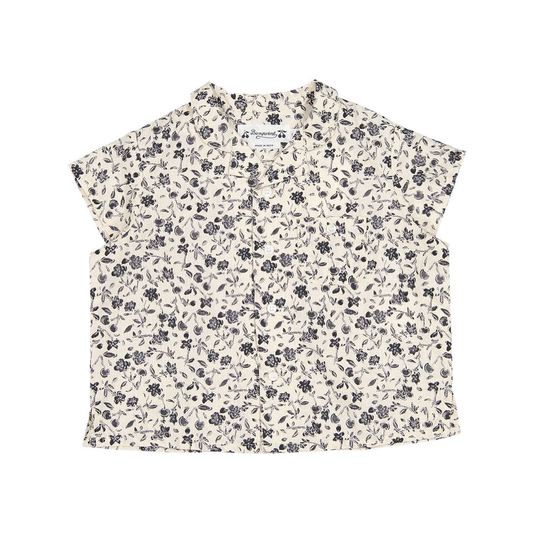Bonpoint Medium Grey Floral Gerald Baby Shirt