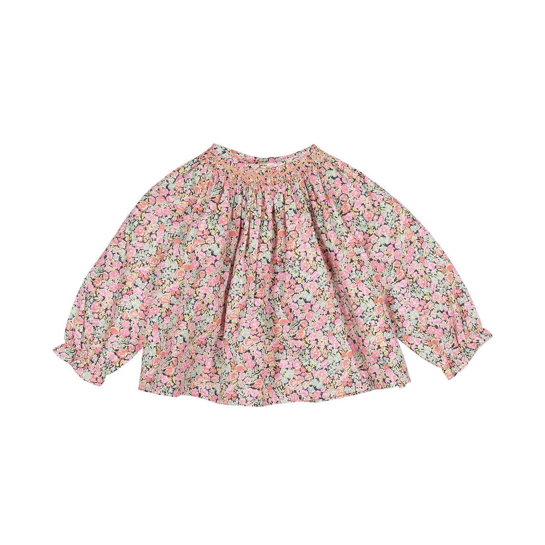 Bonpoint Coral Floral Smocked Griotte Baby Blouse