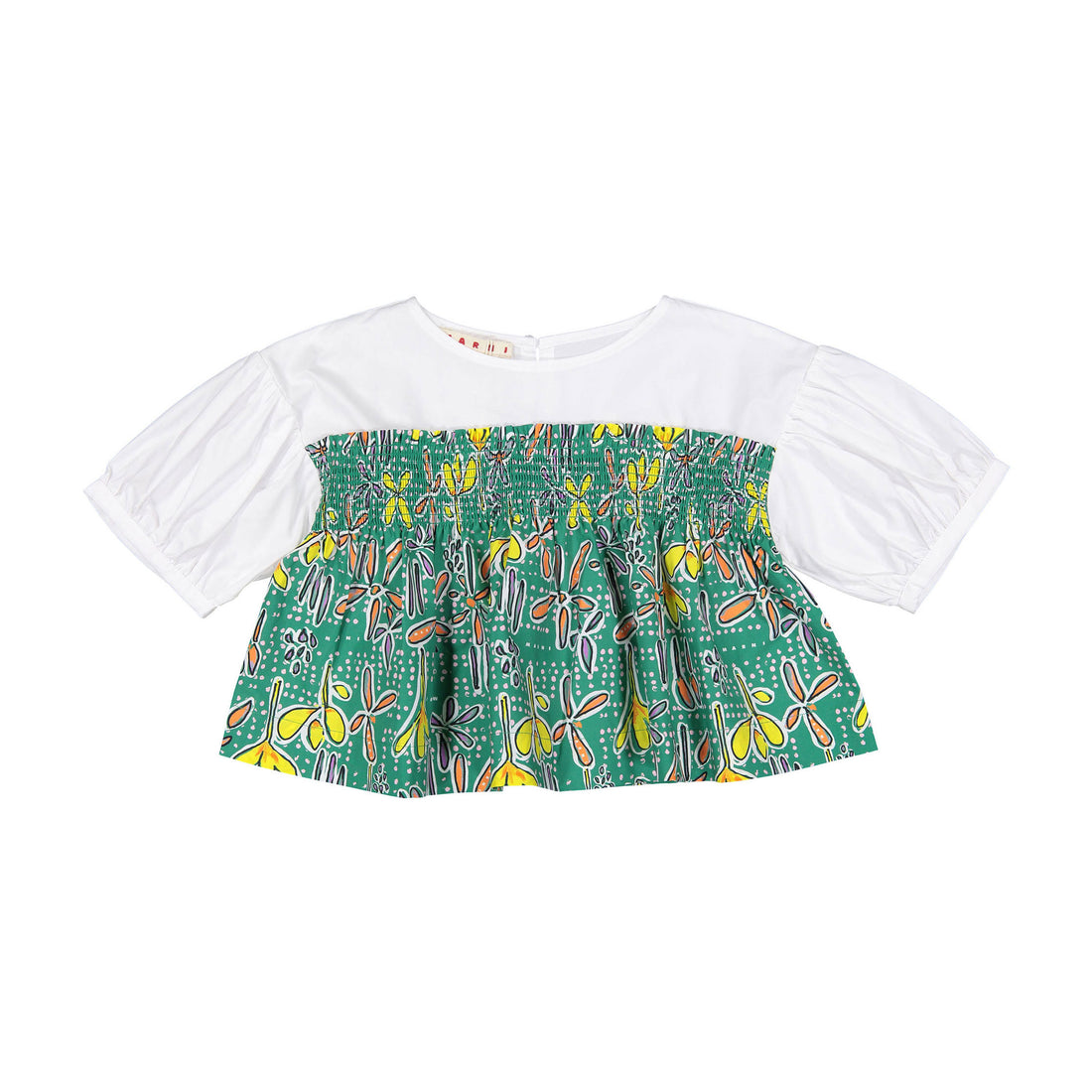 Marni White/Green Floral Two Toned Shirt