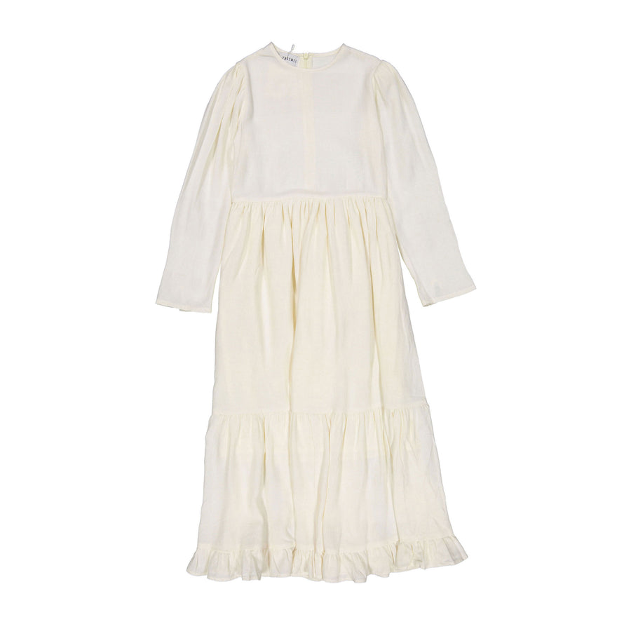 Atelier Parsmei Buttercream Gathered Layers Maxi Dress